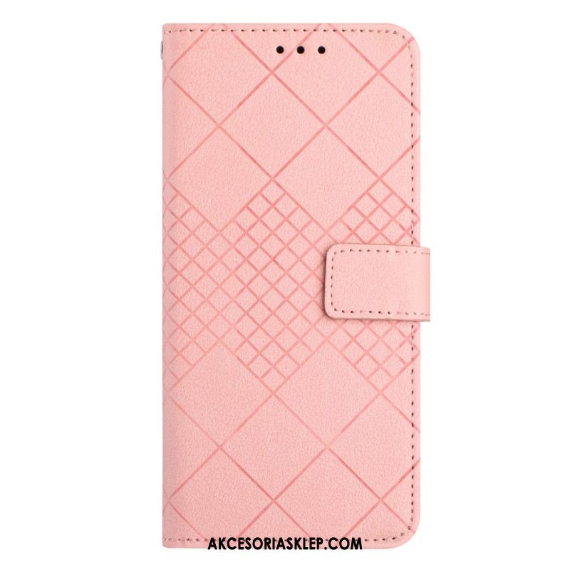 Etui Folio Do Xiaomi 14 Pro Wzór W Romby Na Ramiączkach