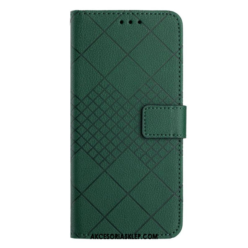Etui Folio Do Xiaomi 14 Pro Wzór W Romby Na Ramiączkach