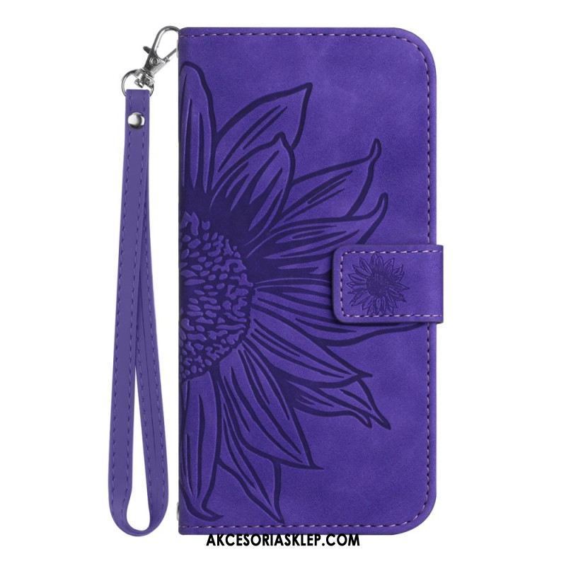 Etui Folio Do Xiaomi 14t Pro Nadruk Słonecznika Z Paskiem