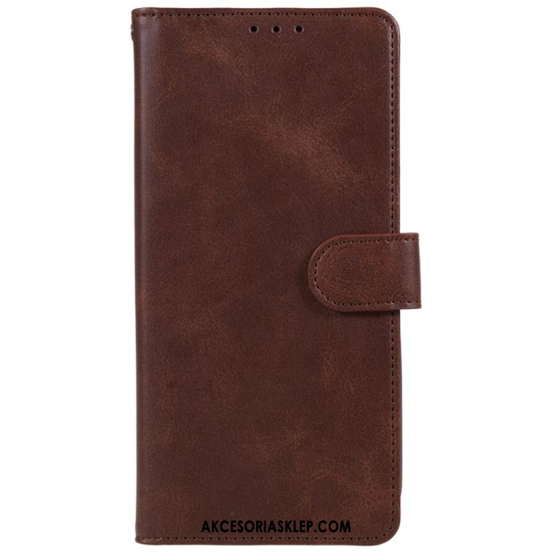Etui Folio Do Xiaomi Redmi Note 13 Pro Plus 5g Zwykły Efekt Skóry Z Paskiem
