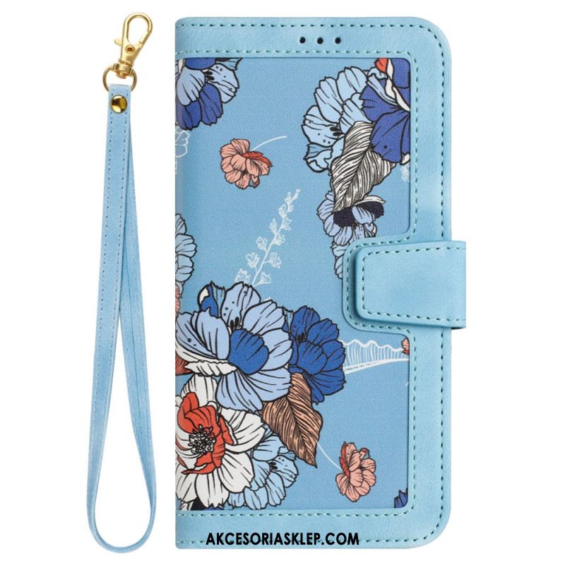 Etui Folio Google Pixel 8a Kwiatowy Wzór Z Paskiem Etui Ochronne