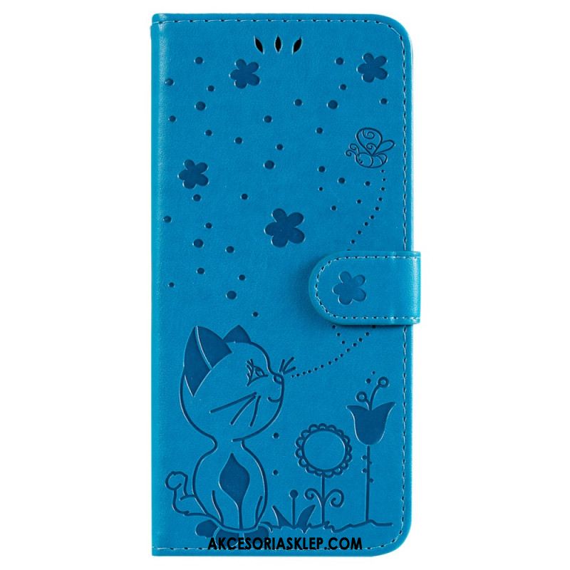 Etui Folio Oppo Reno 12 5g Pszczoła I Kot Etui Ochronne