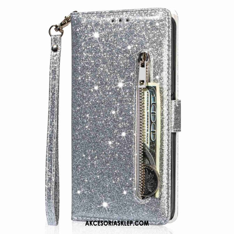 Etui Folio Samsung Galaxy A15 Brokatowa Portmonetka Z Przodu