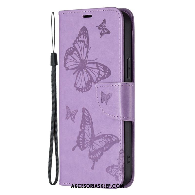 Etui Folio Xiaomi Redmi Note 13 Pro Plus 5g Wzór Motyla Z Paskiem Etui Ochronne