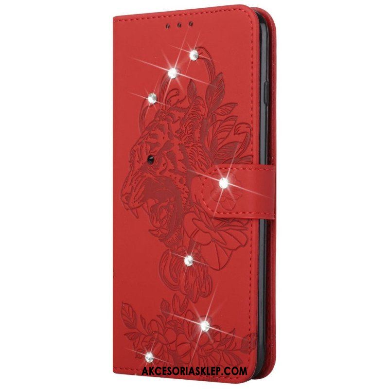 Etui Folio do Google Pixel 6 Barokowy Tygrys I Strass