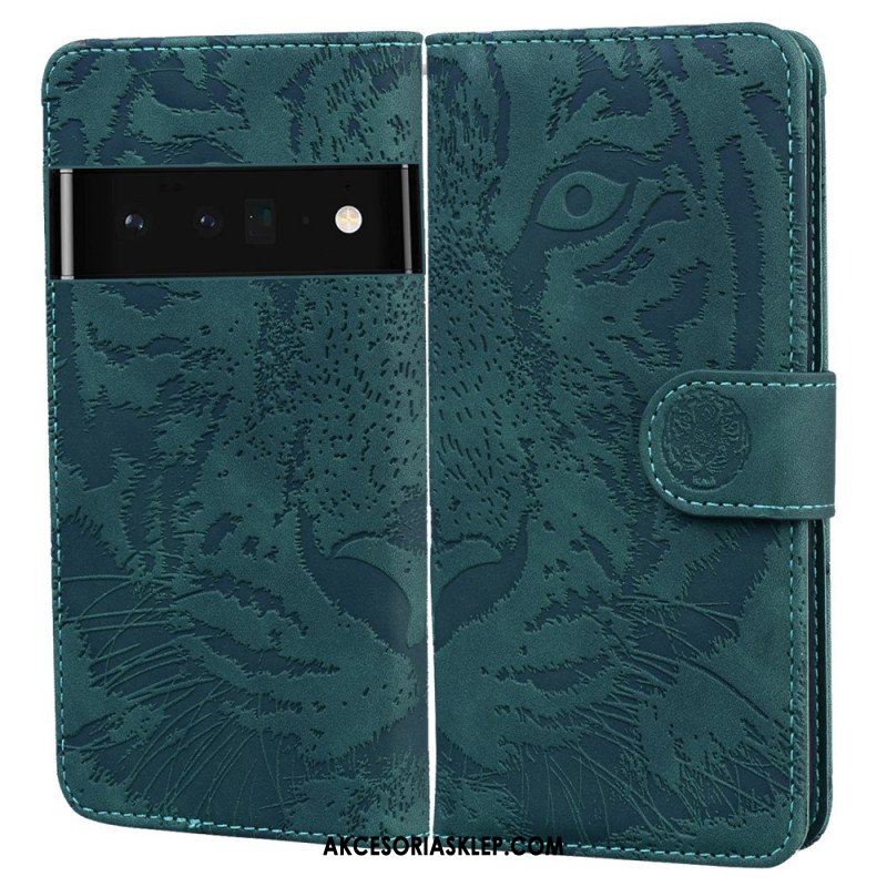 Etui Folio do Google Pixel 6 Nadruk Twarzy Tygrysa