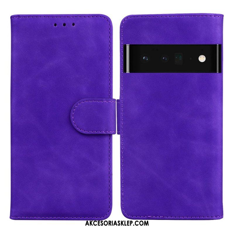 Etui Folio do Google Pixel 6 Pro Monochromatyczny Efekt Skóry