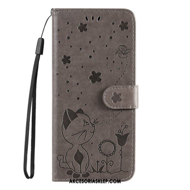 Etui Folio do Honor Magic 5 Lite z Łańcuch Kot I Pszczoła Z Smyczą