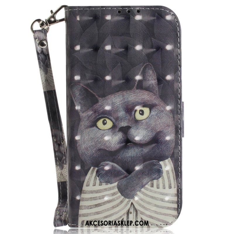 Etui Folio do Honor Magic 5 Lite z Łańcuch Oryginalne Stringi Cat