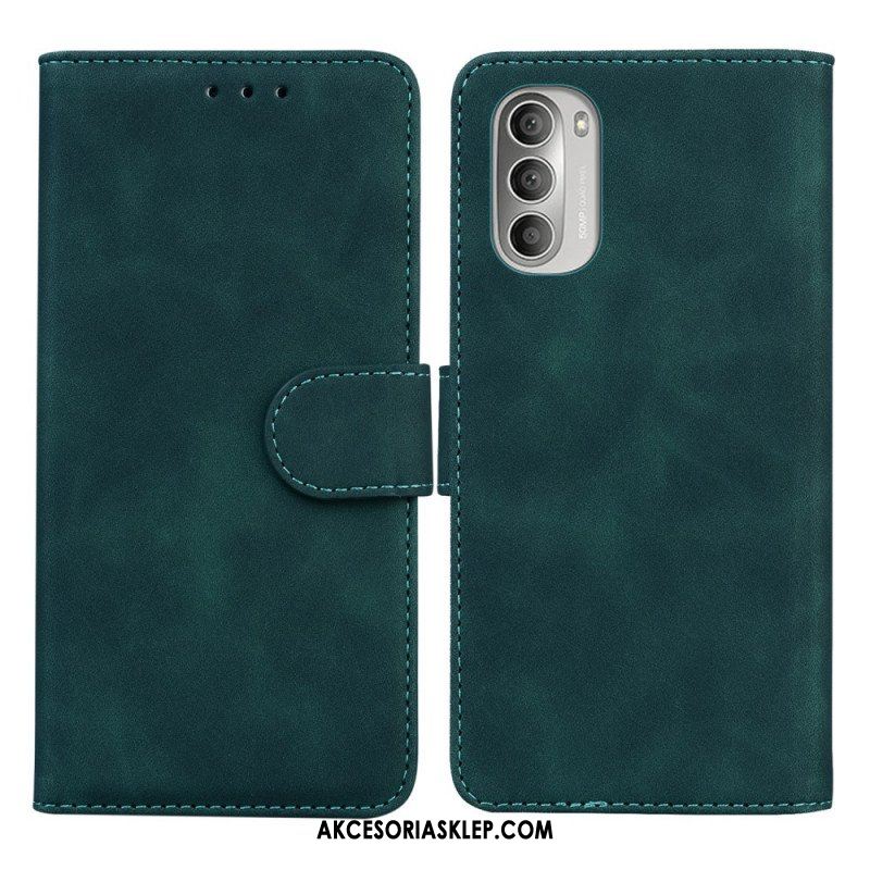 Etui Folio do Moto G51 5G Monochromatyczny Efekt Skóry