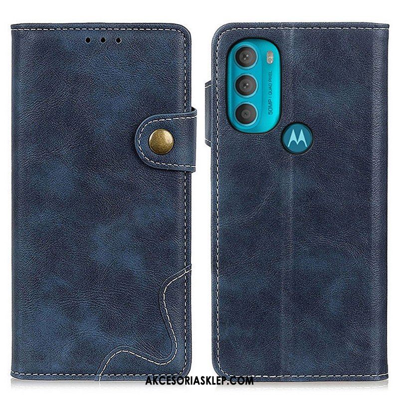 Etui Folio do Moto G71 5G Artystyczny Guzik Do Szycia