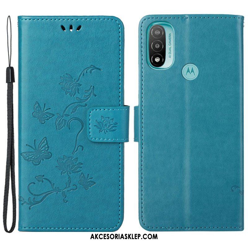 Etui Folio do Moto G71 5G Azjatyckie Motyle I Kwiaty