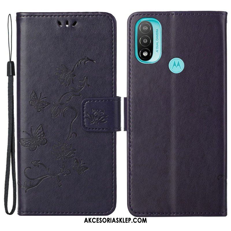 Etui Folio do Moto G71 5G Azjatyckie Motyle I Kwiaty