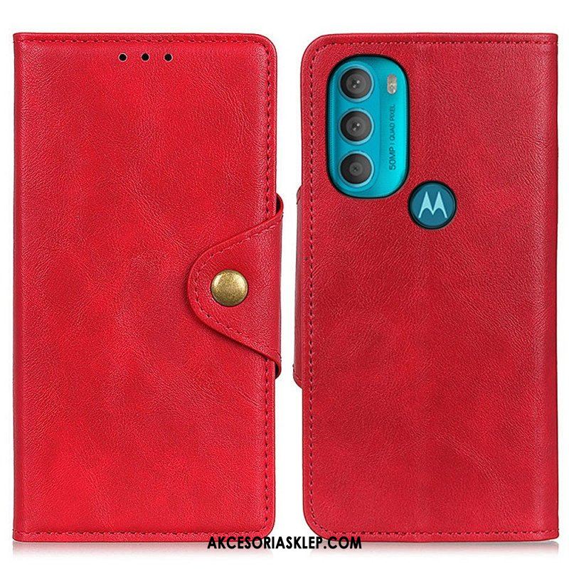 Etui Folio do Moto G71 5G Vintage Sztuczna Skóra I Guzik