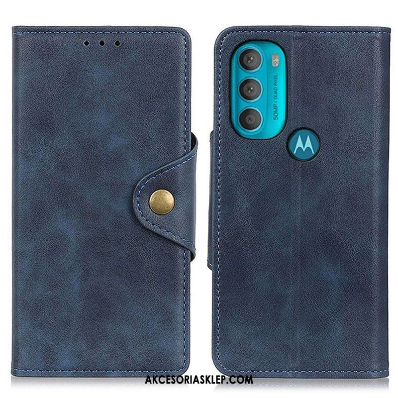 Etui Folio do Moto G71 5G Vintage Sztuczna Skóra I Guzik