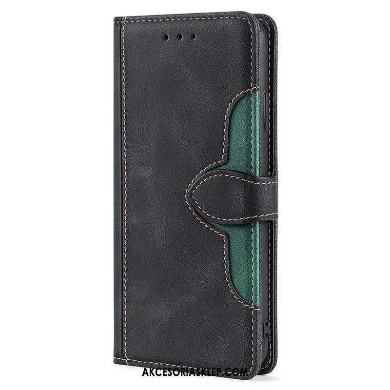 Etui Folio do Moto G73 5G Dwukolorowa Stylowa Sztuczna Skóra