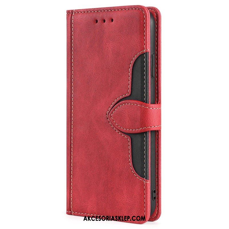 Etui Folio do Moto G73 5G Dwukolorowa Stylowa Sztuczna Skóra