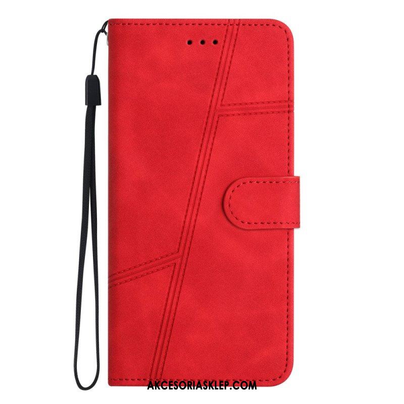 Etui Folio do Moto G73 5G z Łańcuch Linie Smyczy