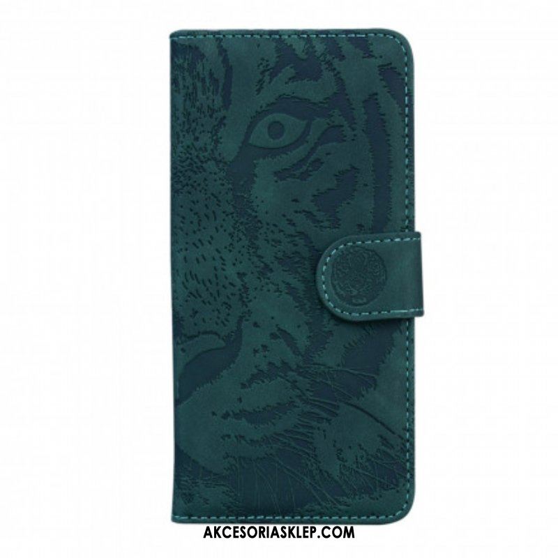 Etui Folio do Motorola Edge 20 Pro Nadruk Twarzy Tygrysa