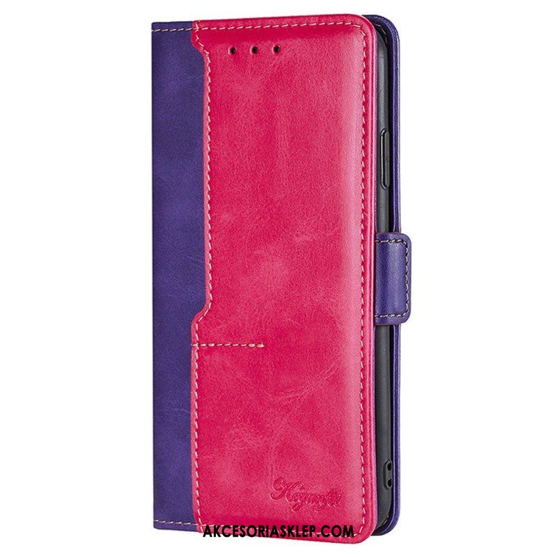Etui Folio do OnePlus 10T 5G Dwukolorowy Efekt Skóry