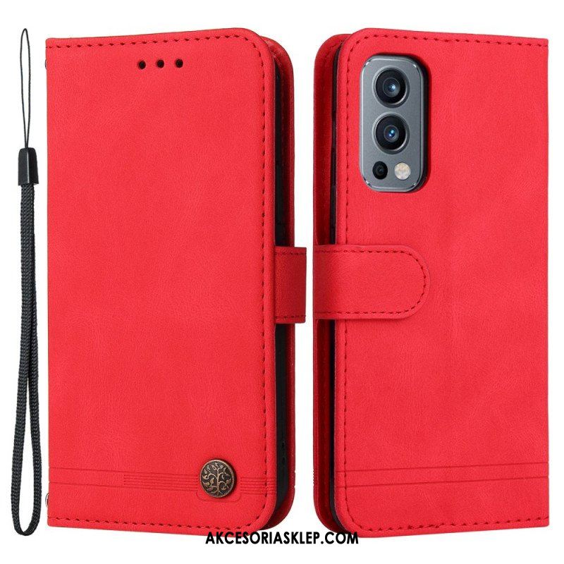 Etui Folio do OnePlus Nord 2 5G Nit I Pasek Ze Sztucznej Skóry