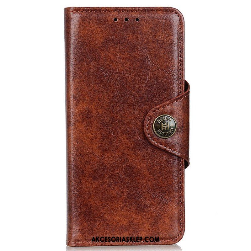 Etui Folio do OnePlus Nord 2T 5G Vintage Guzik Ze Sztucznej Skóry