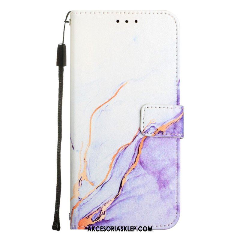 Etui Folio do OnePlus Nord 2T 5G z Łańcuch Pasek Marmuru