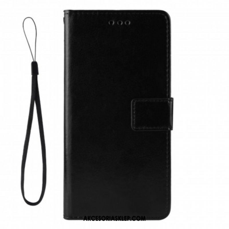 Etui Folio do Oppo A15 Błyszcząca Sztuczna Skóra