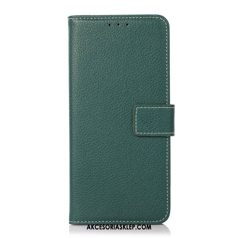 Etui Folio do Oppo A16 / A16s Szwy Liczi Z Efektem Skóry