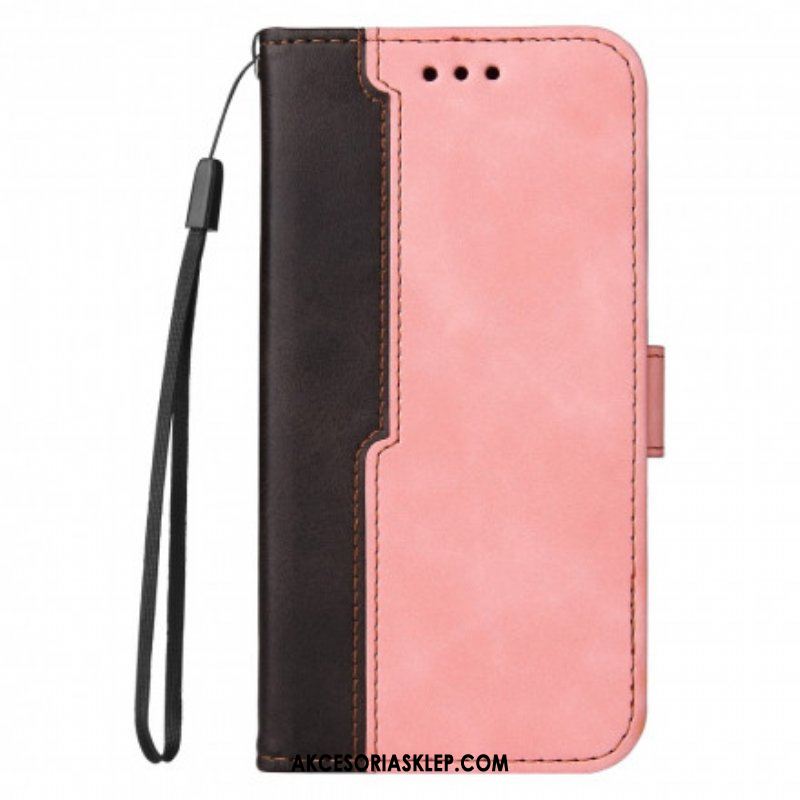 Etui Folio do Oppo A54 5G / A74 5G Kolorowa Dwukolorowa Sztuczna Skóra