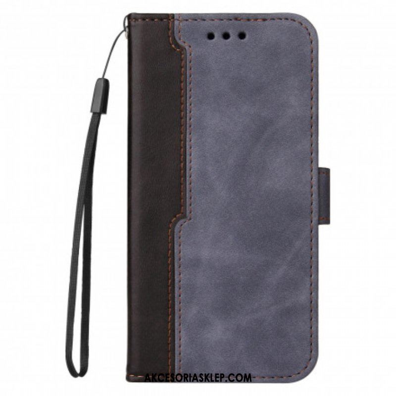 Etui Folio do Oppo A54 5G / A74 5G Kolorowa Dwukolorowa Sztuczna Skóra