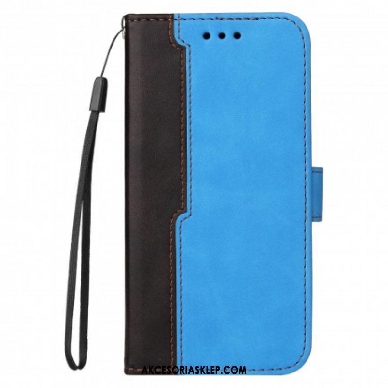 Etui Folio do Oppo A54 5G / A74 5G Kolorowa Dwukolorowa Sztuczna Skóra