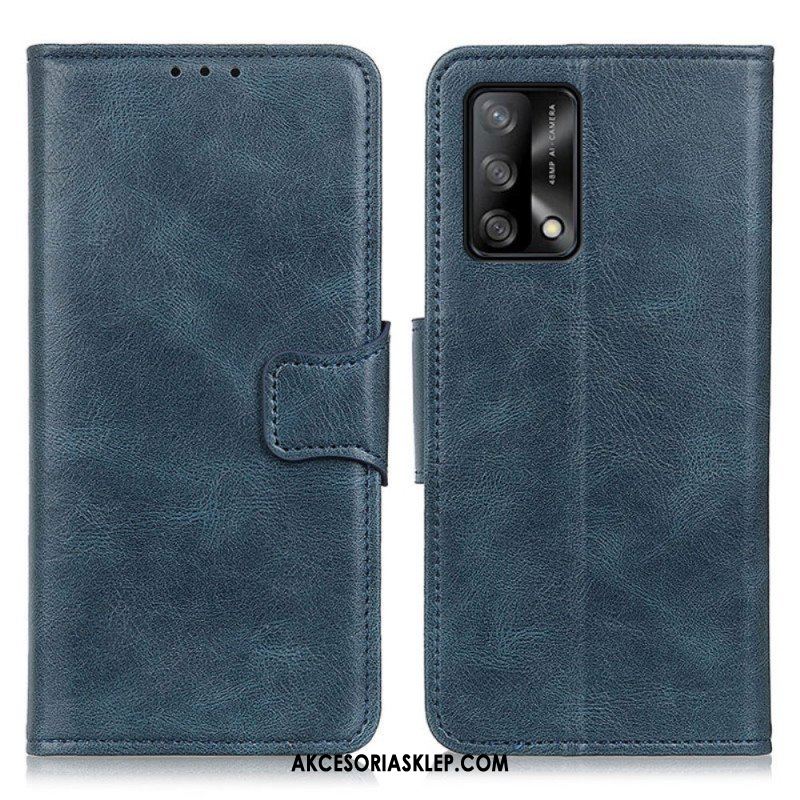 Etui Folio do Oppo A74 4G Dwustronne Zapięcie Z Efektem Skóry