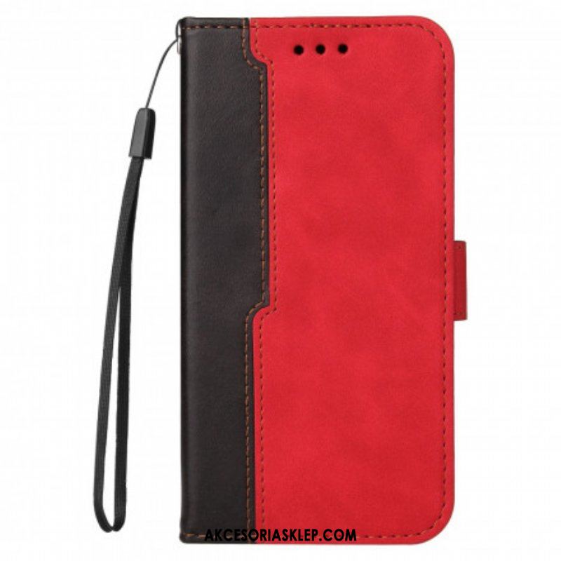 Etui Folio do Oppo A94 5G Kolorowa Dwukolorowa Sztuczna Skóra