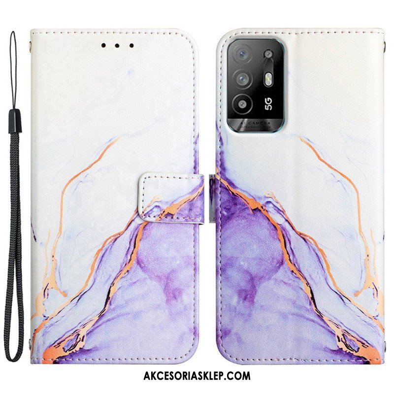 Etui Folio do Oppo A94 5G Marmur Ze Smyczą