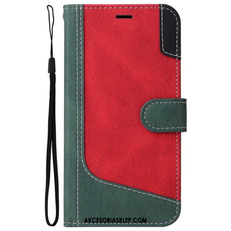 Etui Folio do Oppo A94 5G Trójkolorowy Ze Smyczą