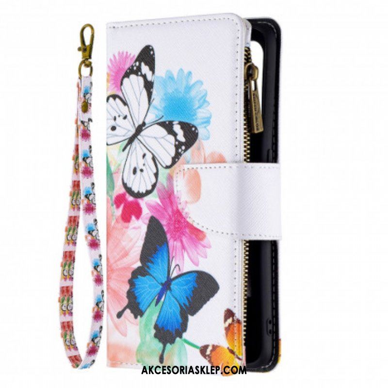 Etui Folio do Oppo A94 5G Zapinana Na Zamek Kieszeń W Motyle