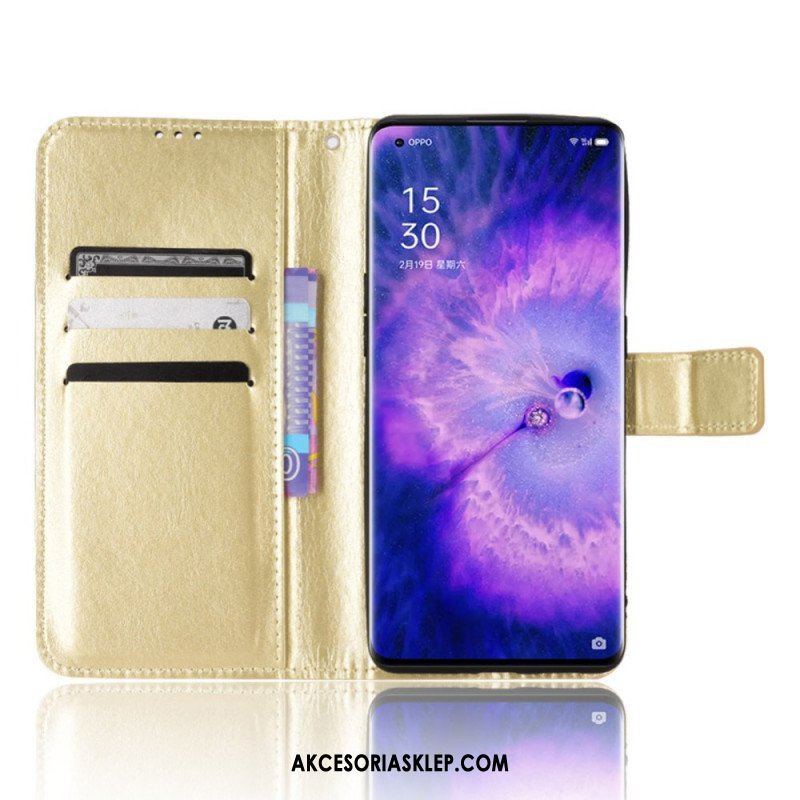 Etui Folio do Oppo Find X5 Błyszcząca Sztuczna Skóra