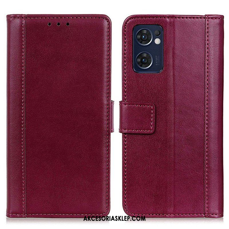 Etui Folio do Oppo Find X5 Lite Kolorowa Wersja Skóry Dwoinowej