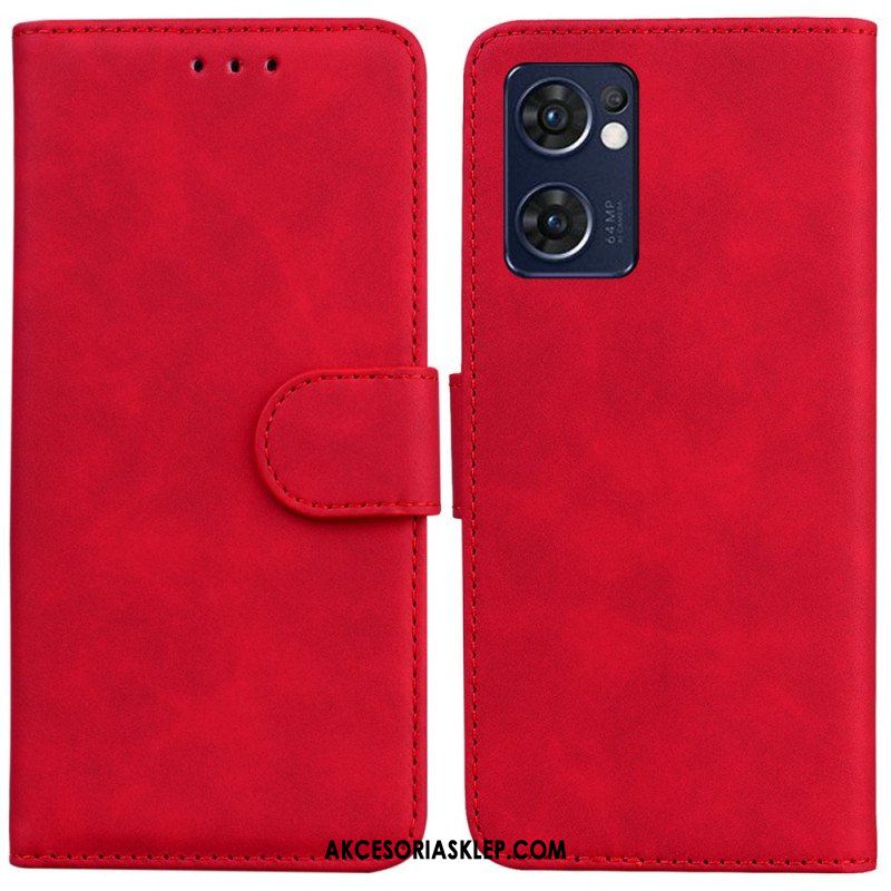 Etui Folio do Oppo Find X5 Lite Monochromatyczny Efekt Skóry