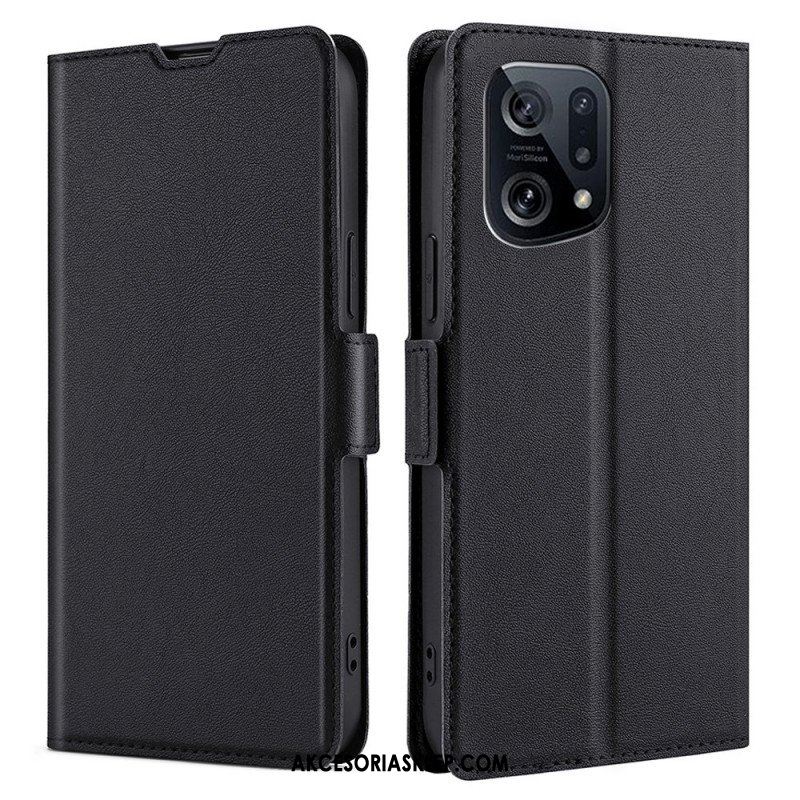 Etui Folio do Oppo Find X5 Skórzany Futerał Podwójna Konstrukcja Klapy