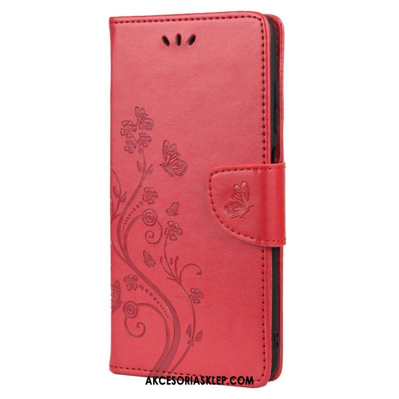 Etui Folio do Oppo Reno 6 5G Motyle I Kwiaty