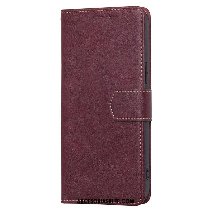 Etui Folio do Oppo Reno 8 Garbowana Sztuczna Skóra