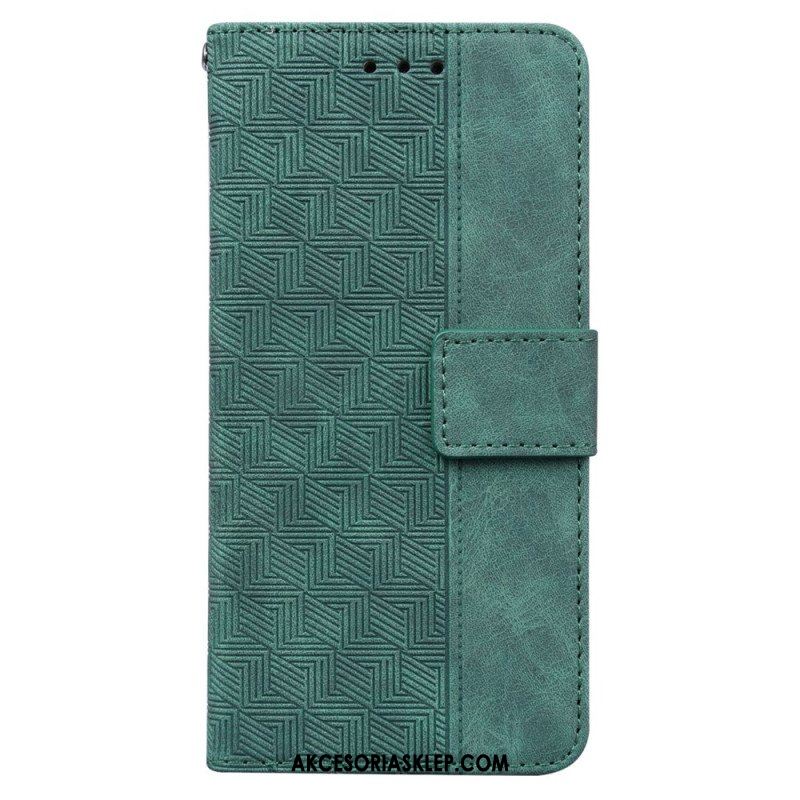 Etui Folio do Oppo Reno 8 Lite z Łańcuch Pasiasty Wzór