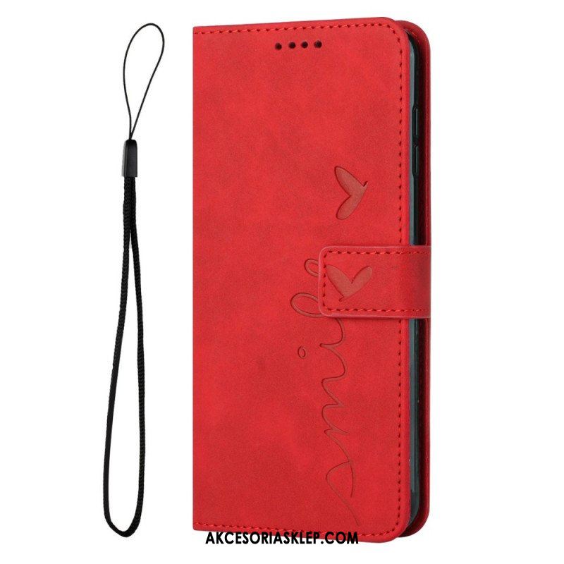 Etui Folio do Oppo Reno 8 Uśmiech Ze Smyczą