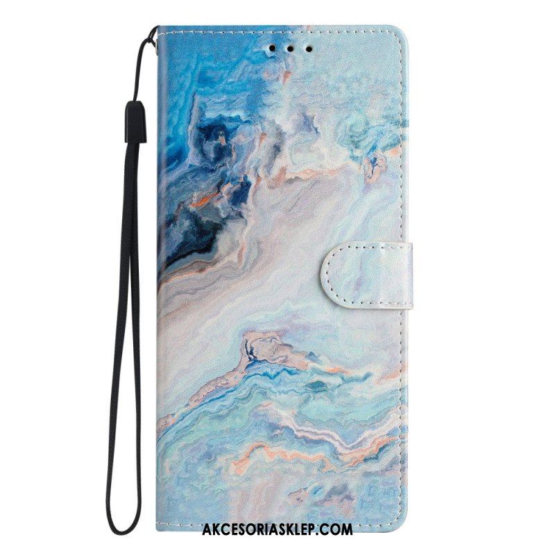 Etui Folio do Oppo Reno 8 z Łańcuch Pasek Marmuru