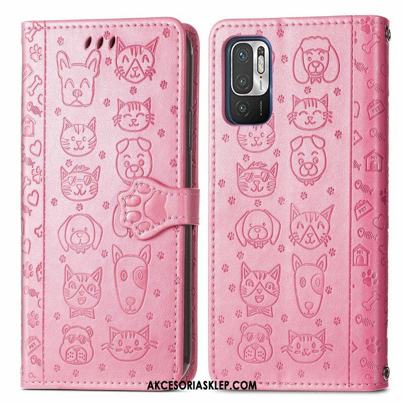 Etui Folio do Poco M3 Pro 5G Animowane Zwierzęta