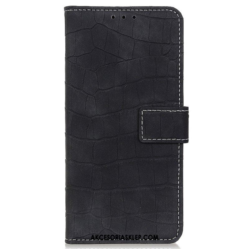 Etui Folio do Poco M4 5G Styl Skóry Krokodyla