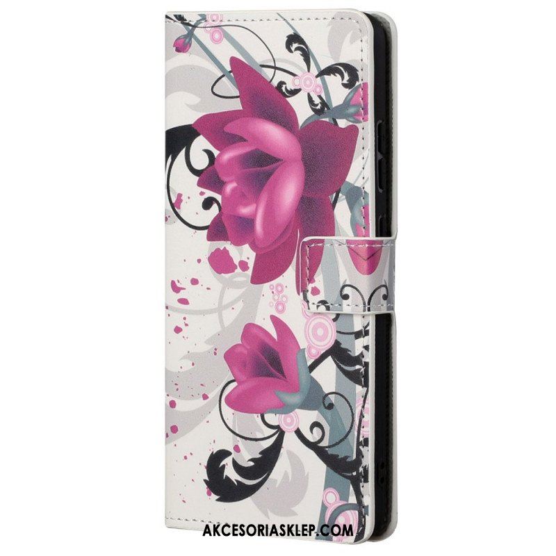 Etui Folio do Poco M4 Pro 5G Tropikalne Kwiaty