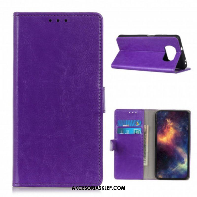 Etui Folio do Poco X3 / X3 Pro / X3 NFC Prosty Efekt Błyszczącej Skóry